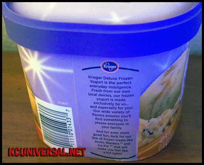 Kroger Deluxe Frozen Yogurt - Caramel Praline quart (left side)