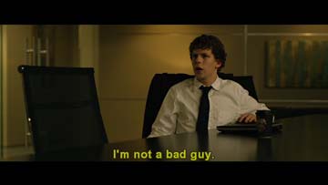 Mark Zuckerberg (Jesse Eisenberg) saying he's not a bad guy