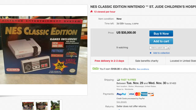 The NES Classic at $35,000