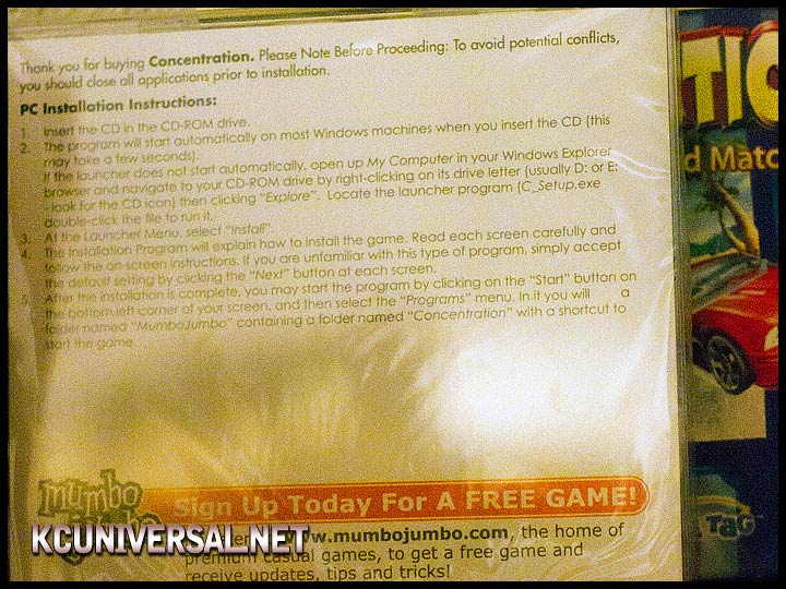 PC Premium Casual Games - Concentration CD jewel case (back)