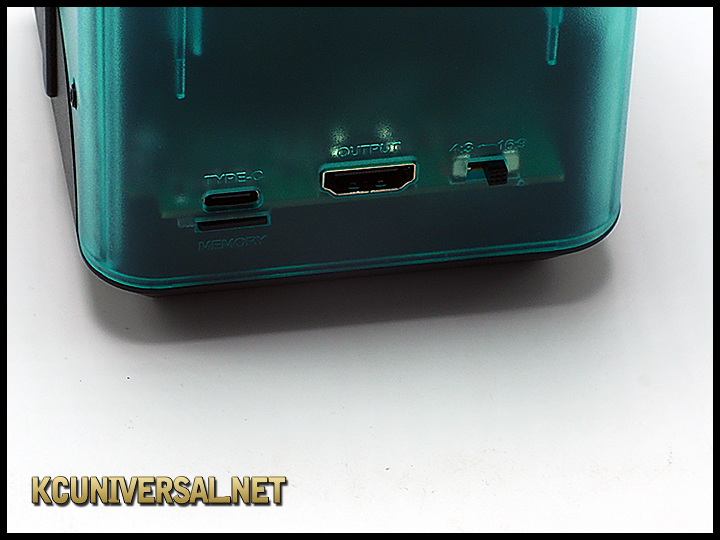 Micro SD card slot, HDMI and USB-C ports (back)