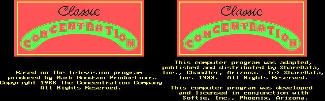 Classic Concentration (DOS) title screen