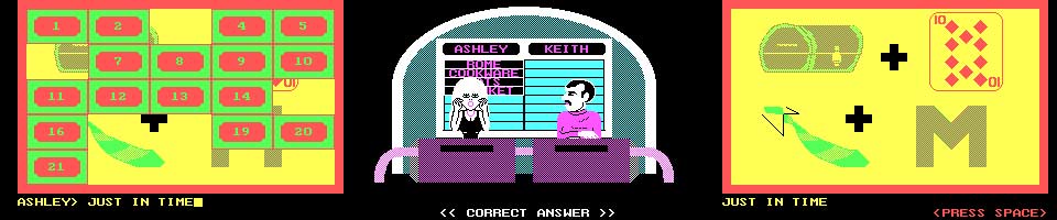 Classic Concentration (DOS) - Me playing as a female character named 'Ashley.'